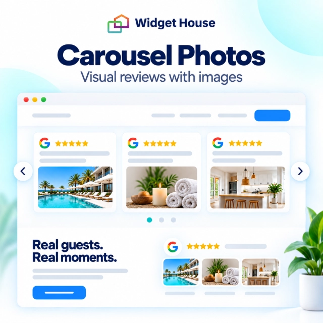 Google Reviews Carousel Photos layout with review cards and customer images
