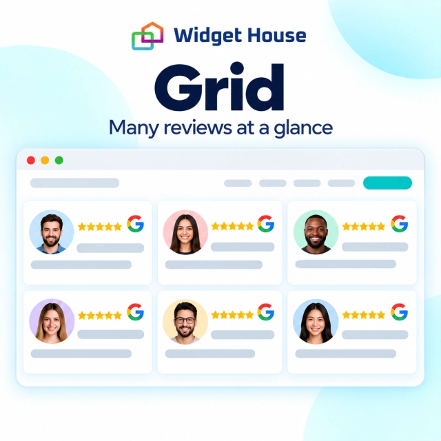 Google Reviews Grid showing several review cards at once on a website