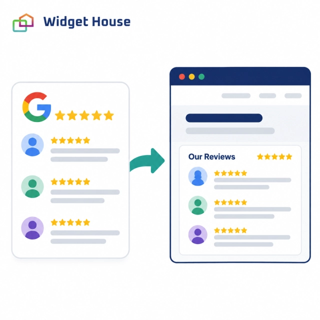 Google reviews displayed in a dedicated review section on a business website